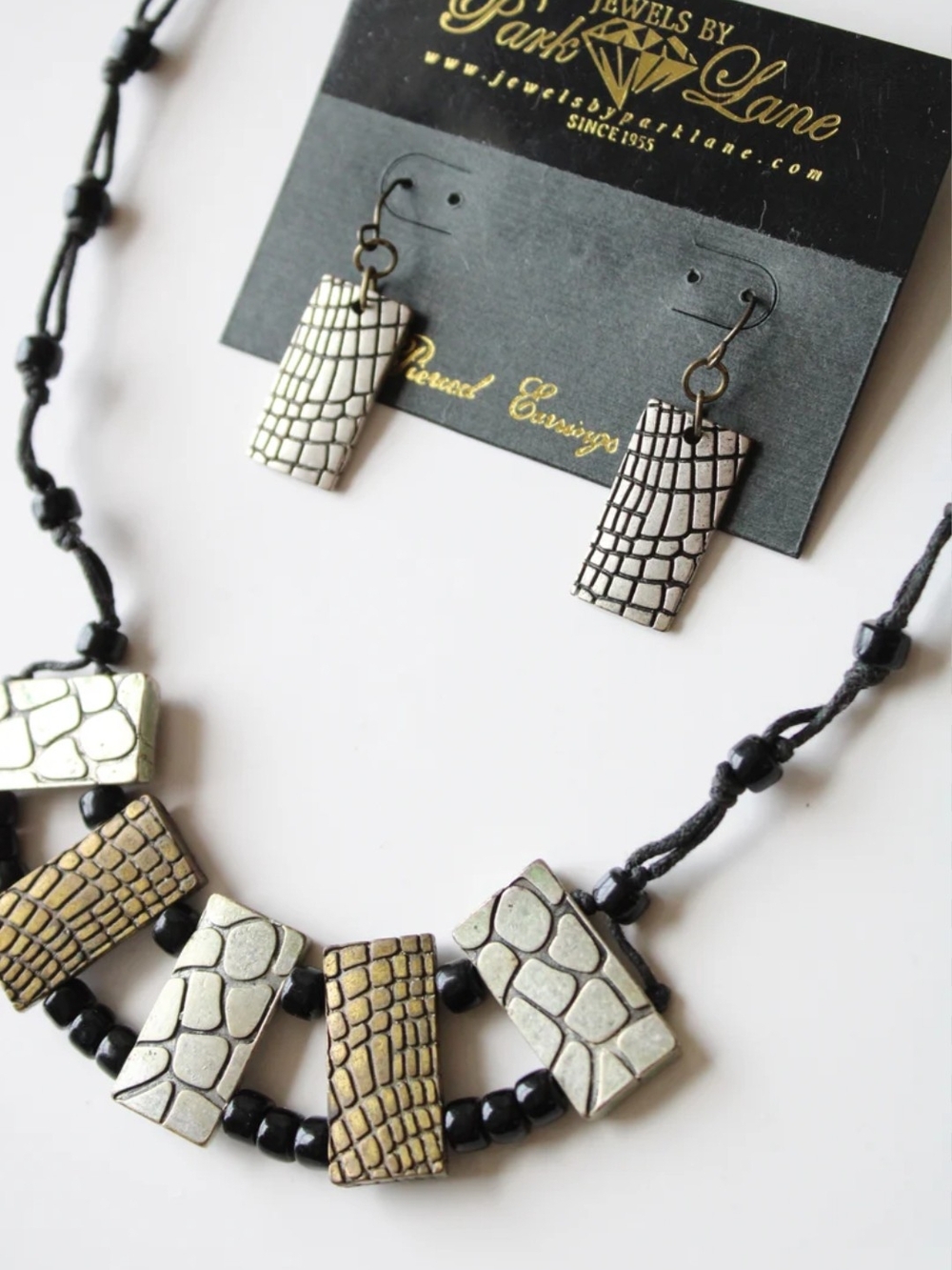 Park Lane Silver and Gold Textured Rectangle Earrings